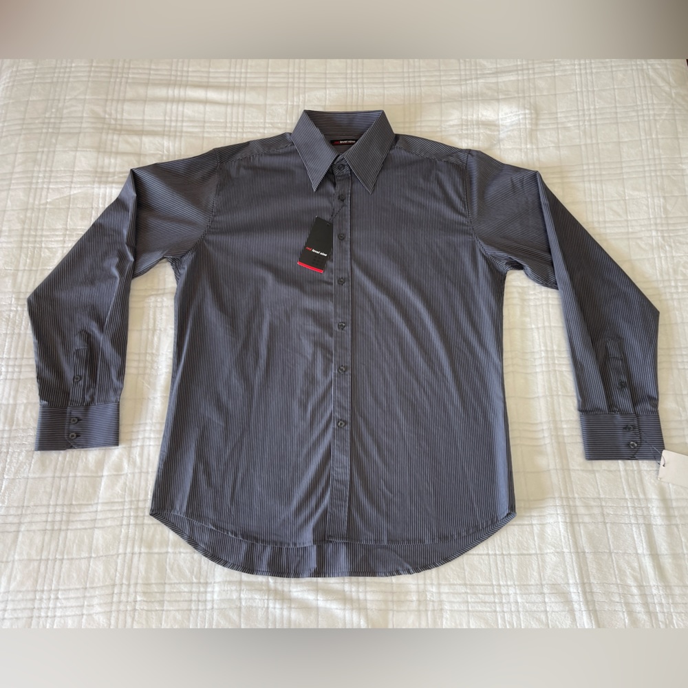 Red Level Nine Mens Shirt NWT Size XXL Casual Dress Long Sleeve Dk Gray Pin Stri